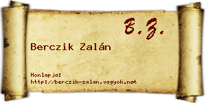 Berczik Zalán névjegykártya