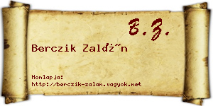 Berczik Zalán névjegykártya